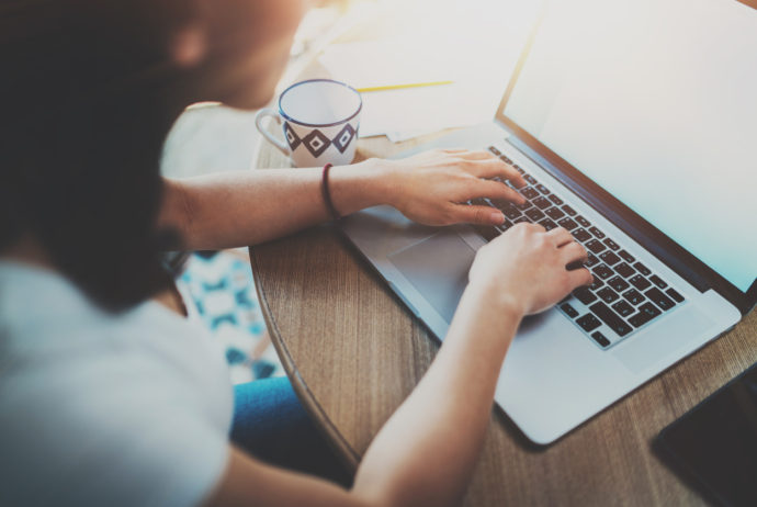 woman working on computer